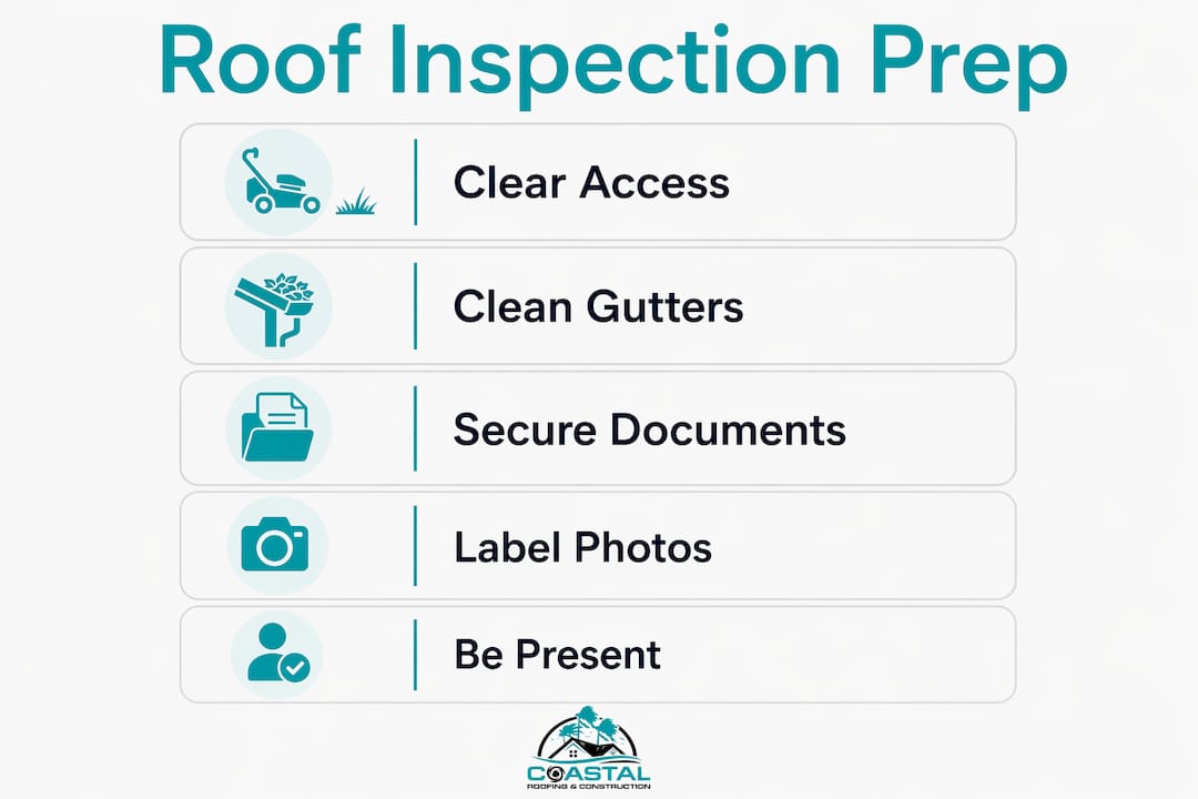 Infographic outlining roof inspection preparation steps