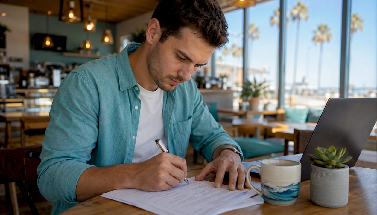 Homeowner completing warranty registration forms