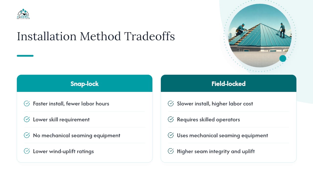 Snap-lock and field-locked roofing comparison