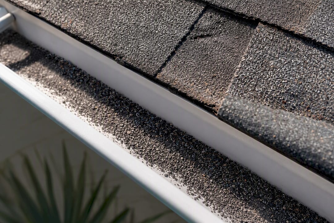 Roof granules showing early shingle wear