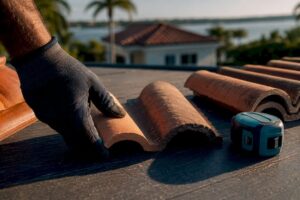 Anonymous tile edges on Florida rooftop