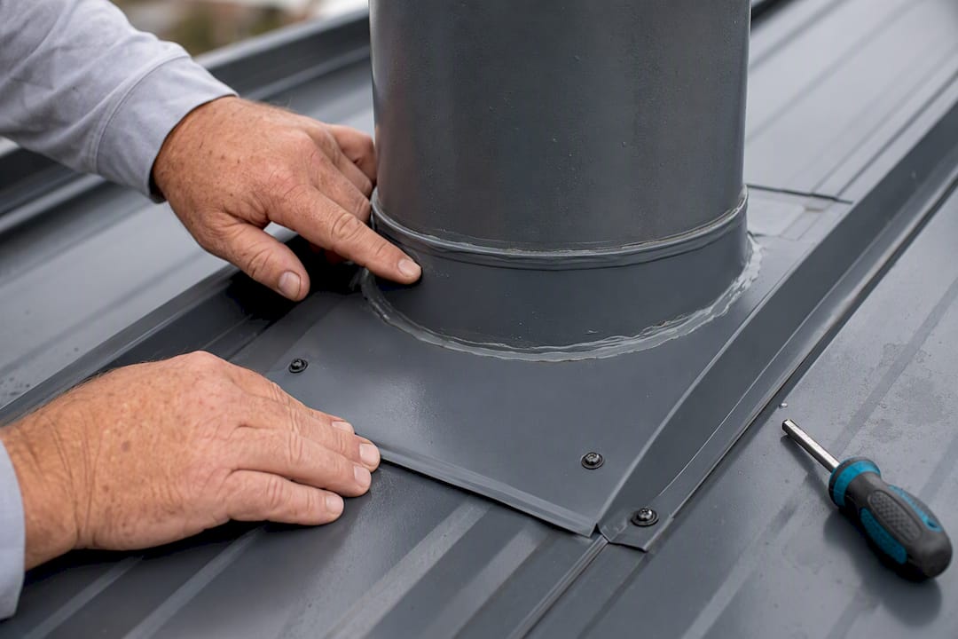 Coastal Roofing & Construction LLC | Coastal Homeowners: Demand These Metal Roof Wind Rating Documents Close-up of sealed roof flashing transition