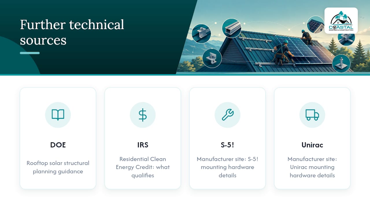Coastal Roofing & Construction LLC | Match the Mount to Your Metal Roof: Solar Prep for Homeowners Where to go for deeper technical detail — overview diagram