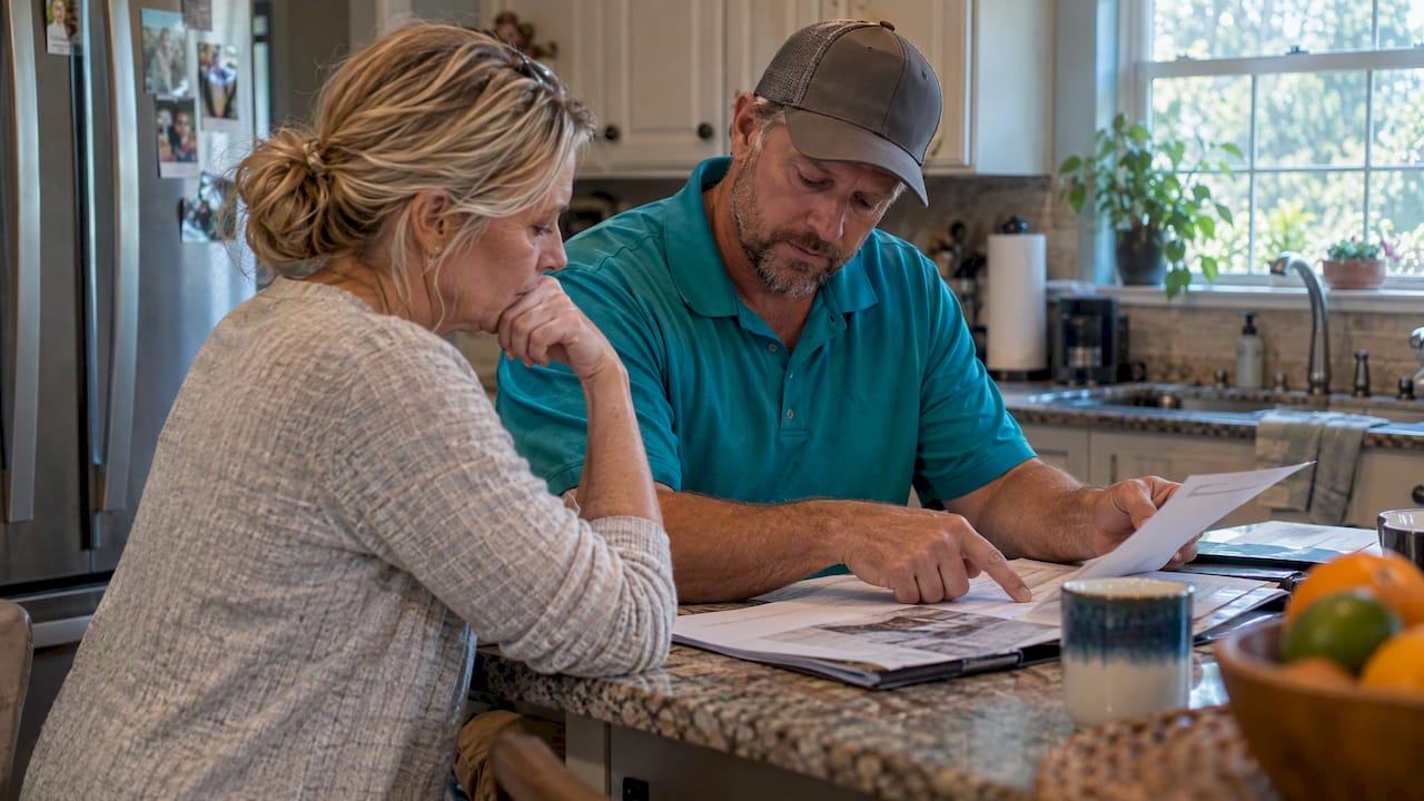 Coastal Roofing & Construction LLC | Tampa Roof Insurance Claims: 1 Year, 18 Months, and the 25% Rule Homeowner reviewing roof insurance claim documents